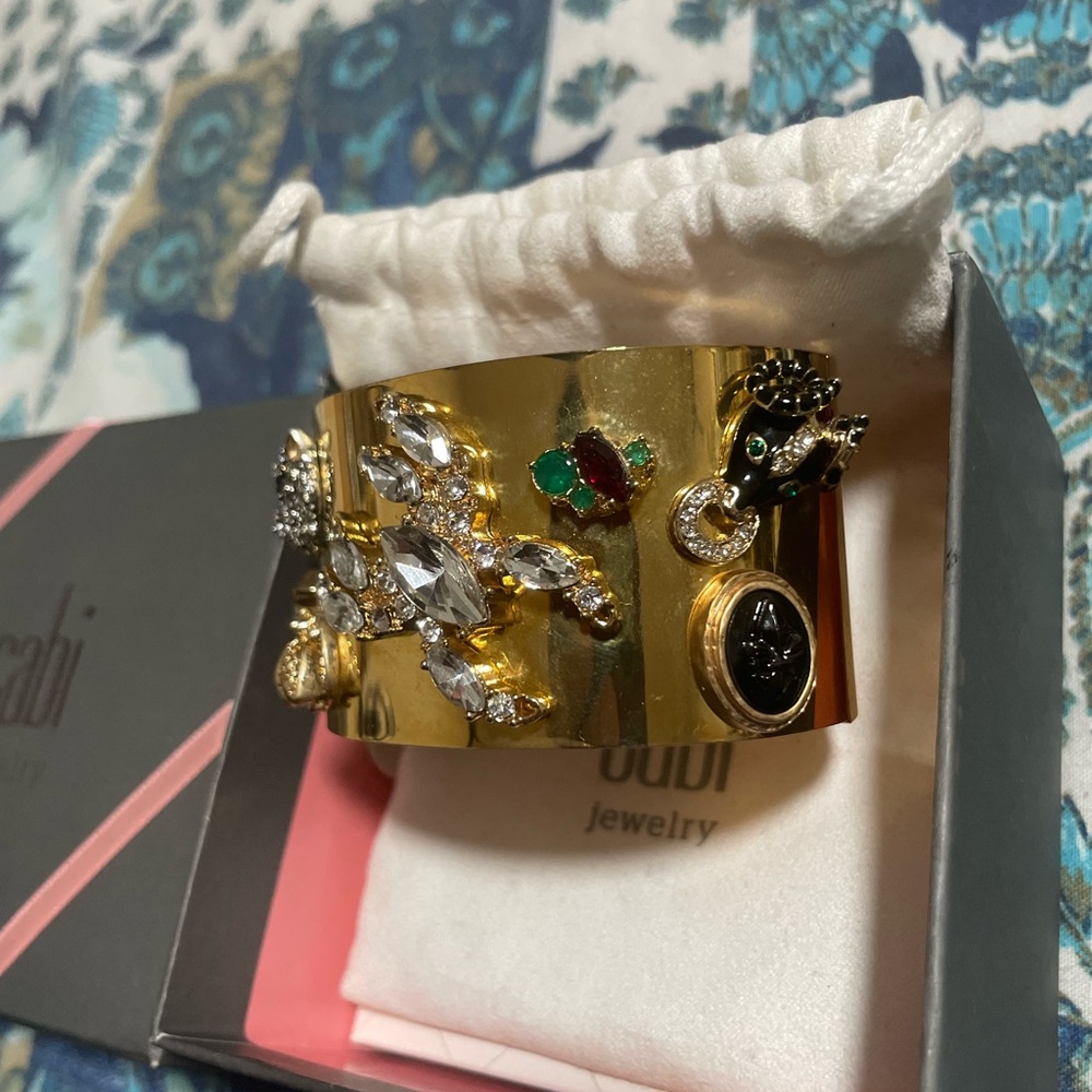 Gold-Tone Crystal Embellished Cuff Bracelet - Picture 2 of 6